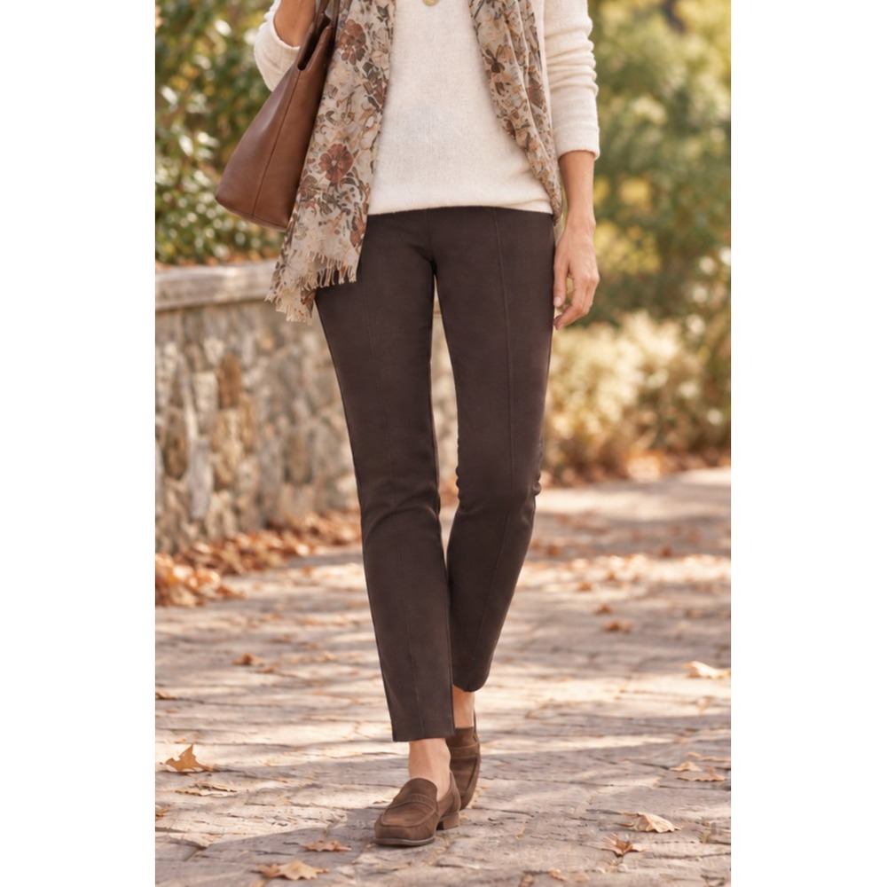 ✨2/$20 J. Jill Ponte Leggings Pleated Brown Pants Small Autumn Fall Minimalist